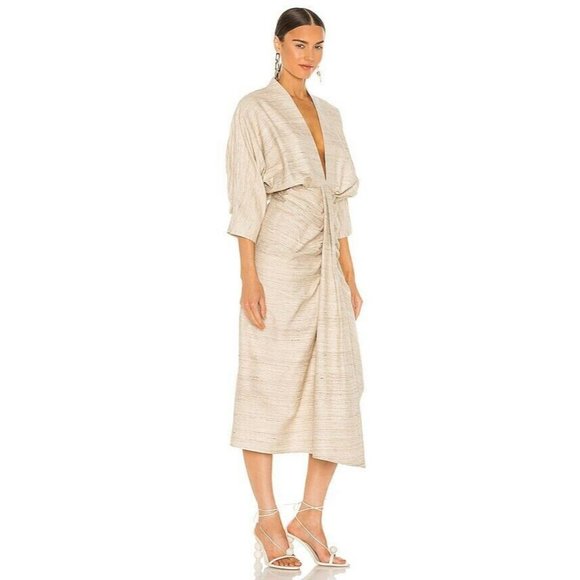 Piece of White Audrey Dress Beige Silk Kaftan 36/4 NWOT $729 - Picture 2 of 7